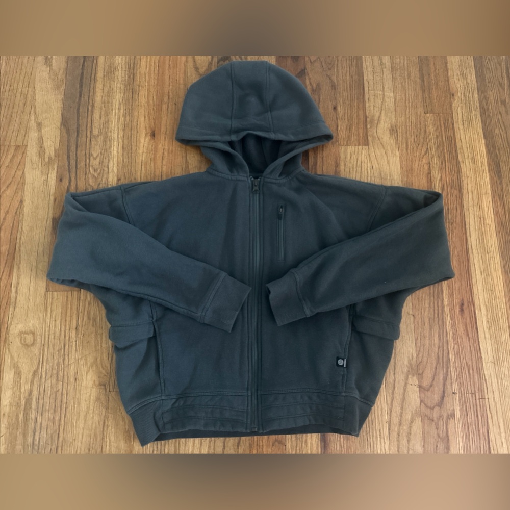 Zella Girl Size L (10-12)  Hoodie Sweatshirt Full Zip Green Pockets